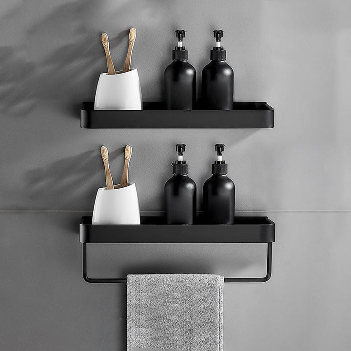 BowLift | Matt Black Bathroom Set Modern 1/2 - Piece Stainless Steel Bath Rack