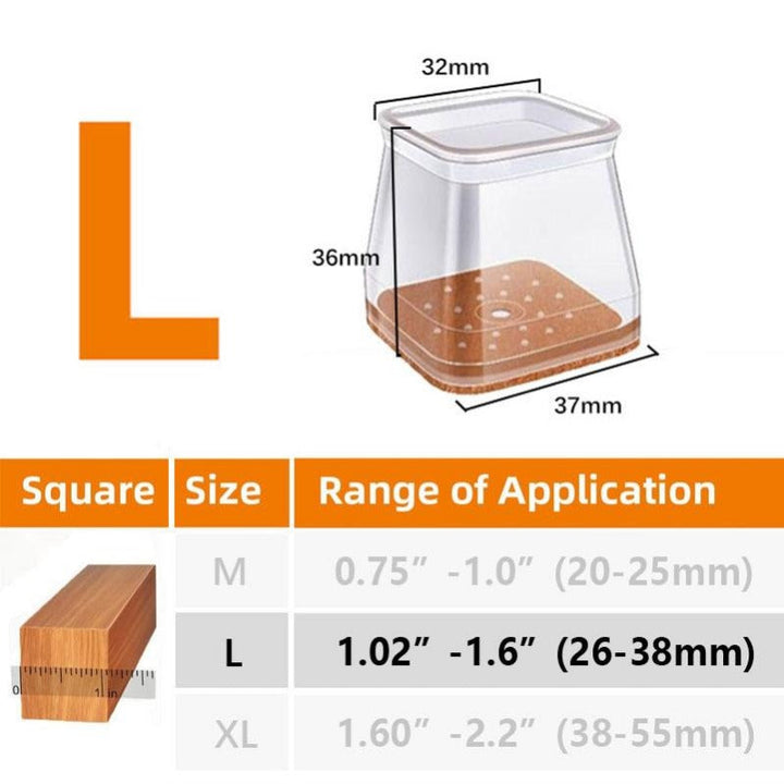 BowLift | Clear Silicone Chair Leg Caps with Integrated Felt Pads