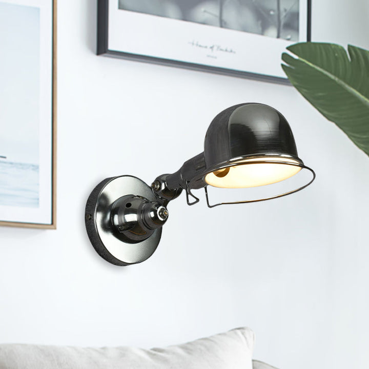 BowLift | Metallic Dome Shade Wall Lighting Vintage Style 1 Light Bedroom Rotatable Wall Lamp with Ring in White/Red