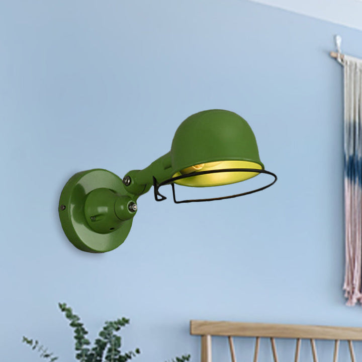 BowLift | Metallic Dome Shade Wall Lighting Vintage Style 1 Light Bedroom Rotatable Wall Lamp with Ring in White/Red