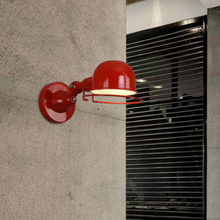 BowLift | Metallic Dome Shade Wall Lighting Vintage Style 1 Light Bedroom Rotatable Wall Lamp with Ring in White/Red