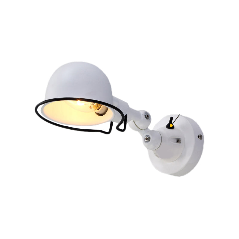 BowLift | Rust/White Dome Wall Lamp Sconces Retro Style 1 Light Dining Room Adjustable Wall Lighting with Ring