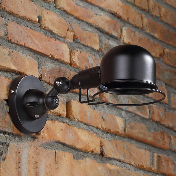 BowLift | Rust/White Dome Wall Lamp Sconces Retro Style 1 Light Dining Room Adjustable Wall Lighting with Ring