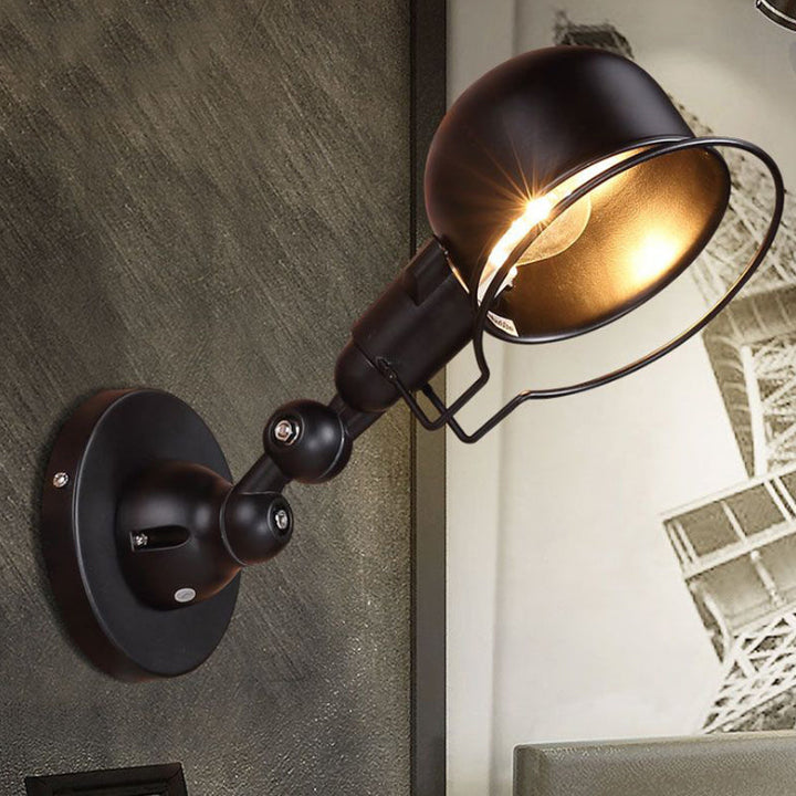BowLift | Rust/White Dome Wall Lamp Sconces Retro Style 1 Light Dining Room Adjustable Wall Lighting with Ring