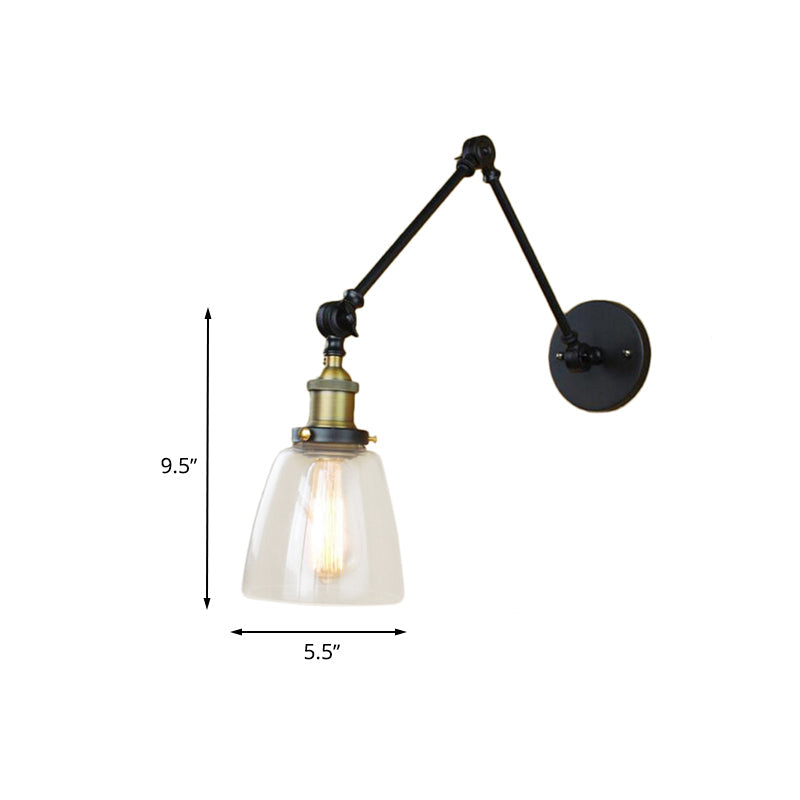 BowLift | Tapered Clear Glass Wall Lamp Antique Single Bulb Dining Room Wall Lamp with Swingarm