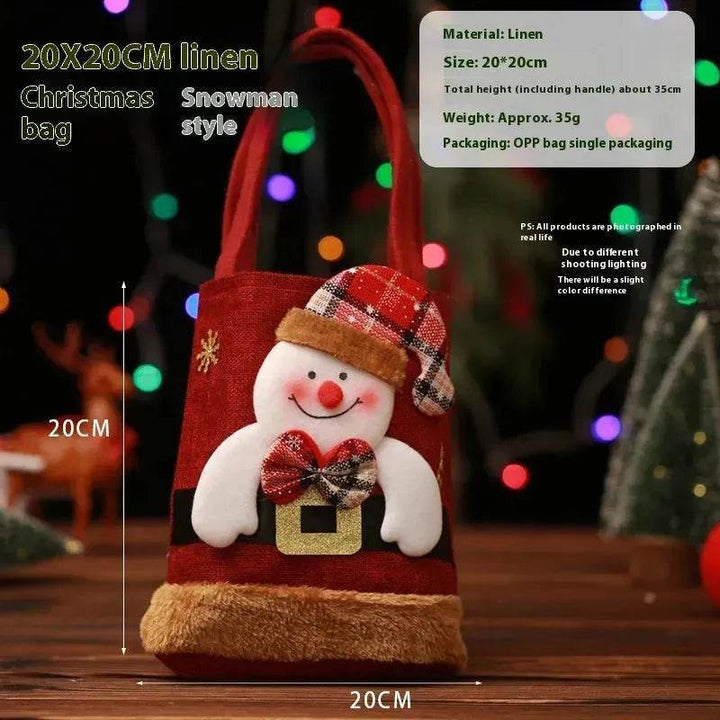 BowLift | Christmas Candy Gift Tote Bag For Kids Funny Creative Santa Claus Elk Snowman Bear Handbag Small Christmas Tree Decoration Bags