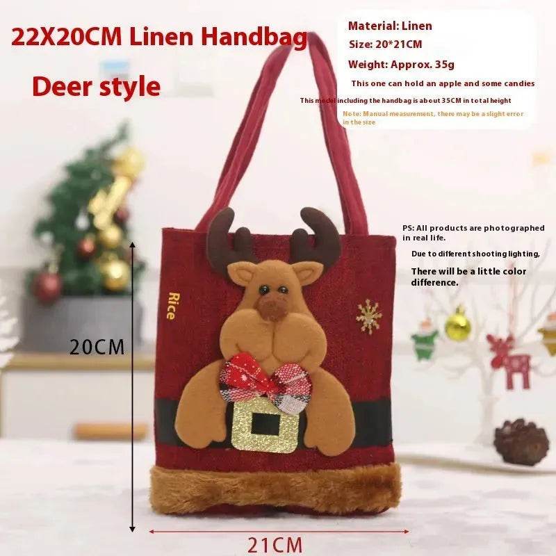 BowLift | Christmas Candy Gift Tote Bag For Kids Funny Creative Santa Claus Elk Snowman Bear Handbag Small Christmas Tree Decoration Bags