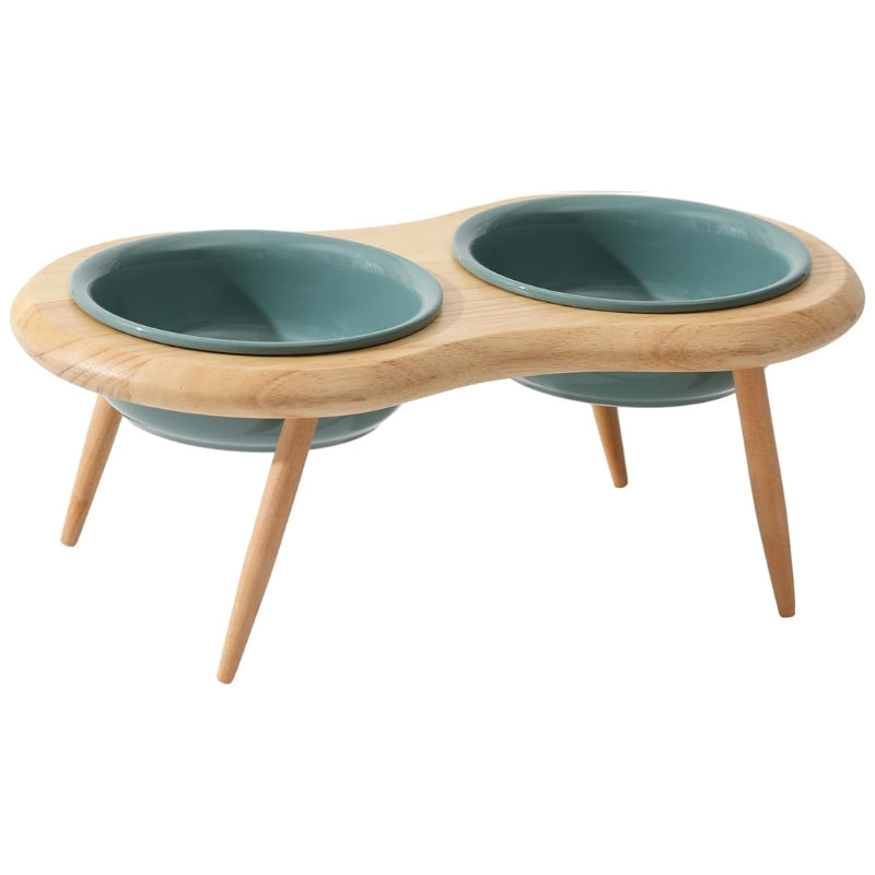 BowLift | Misha Ceramic Elevated Cat Bowl with Wooden Stand