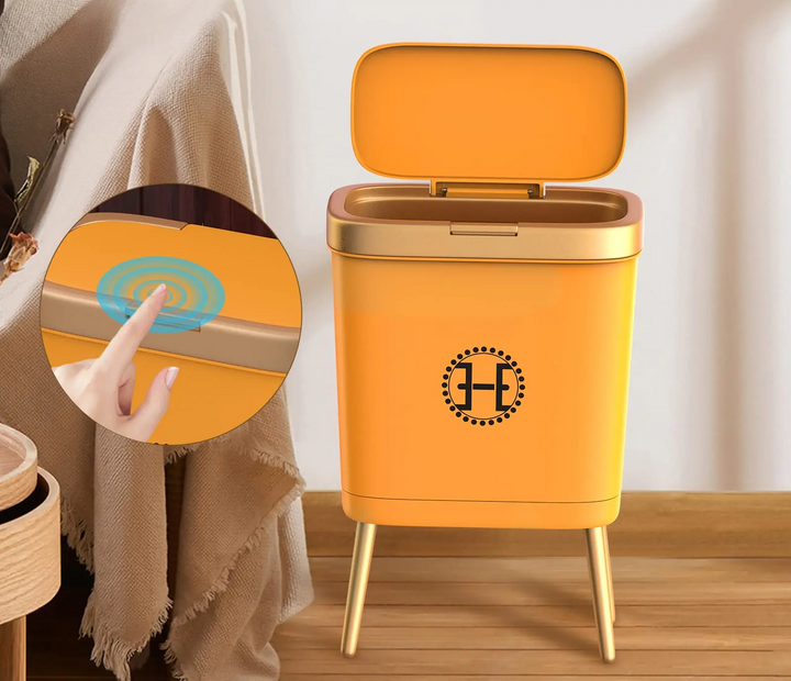 GoldenSlim Modern Trash Can with Lid Bowlift