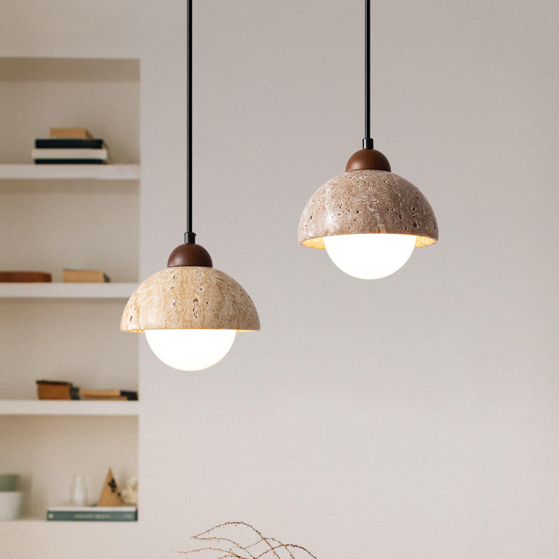 BowLift | Elegant pendant lamp made of wood and natural marble