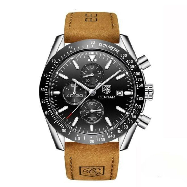 BowLift | Men’s Waterproof Quartz Watch with Leather Strap
