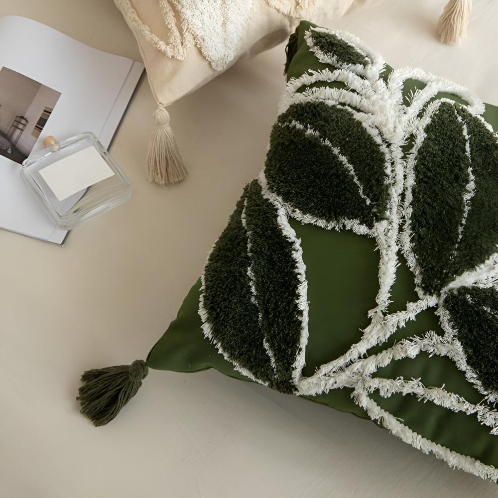 BowLift | Plush Leaf With Tassel Cushion Cover