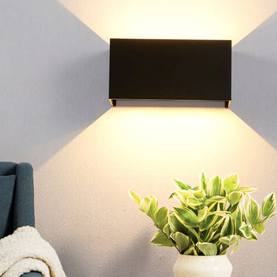 Modern Outdoor Waterproof Rectangular LED Up and Down Illuminated Outdoor Wall Sconce Lamp | Bowlift