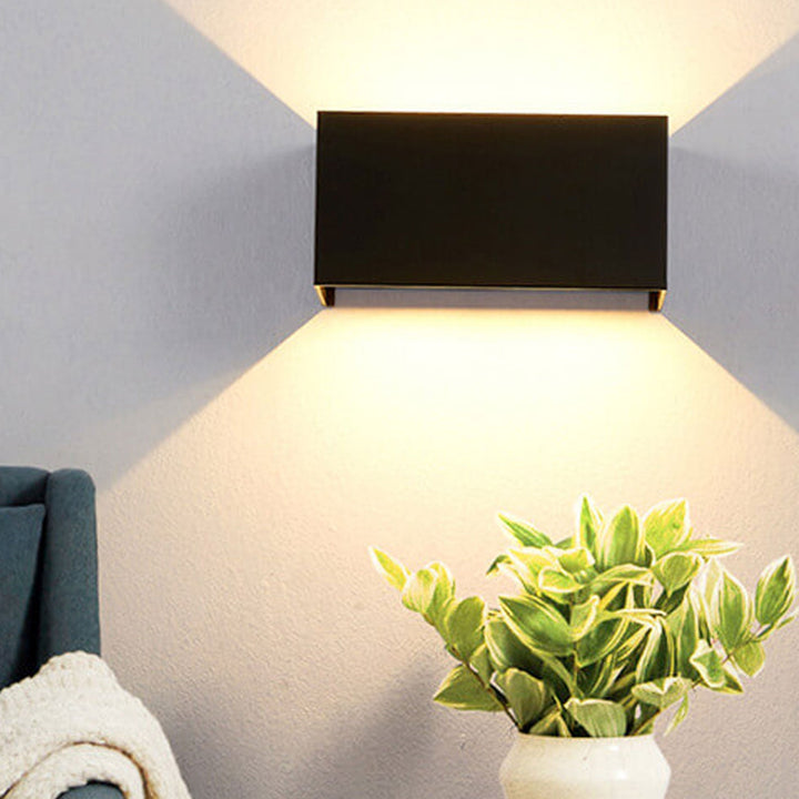 Modern Outdoor Waterproof Rectangular LED Up and Down Illuminated Outdoor Wall Sconce Lamp | Bowlift
