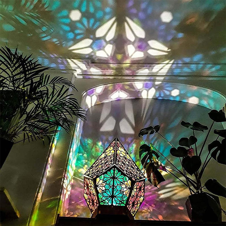 Bohemian Polar Star Wooden Floor Lamp, LED Colorful Star Projector | Bowlift
