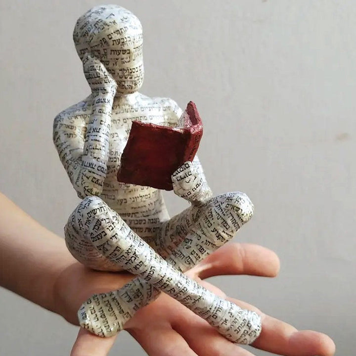 Resin Modern Reading Woman Statue Ornament in The Shape of a Scholar | Bowlift