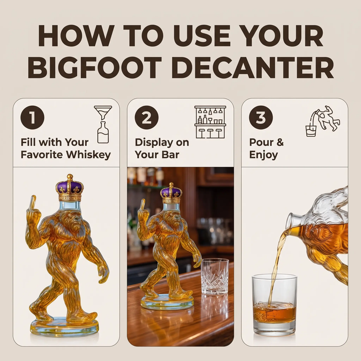 BowLift | Whiskey Decanter Funny Bigfoot Glass Bottle