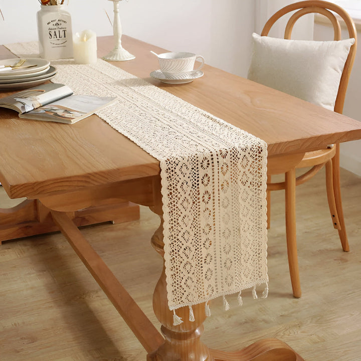 BowLift | Rustic Crochet Bloom Table Runner