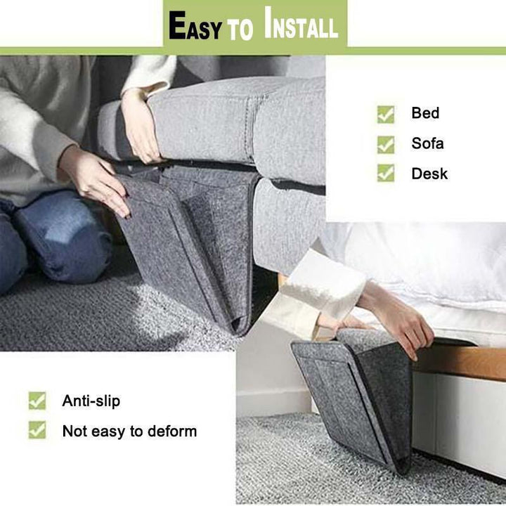 Sofa Bedside Felt Storage Bag with Pockets Hanging Organizer | Bowlift