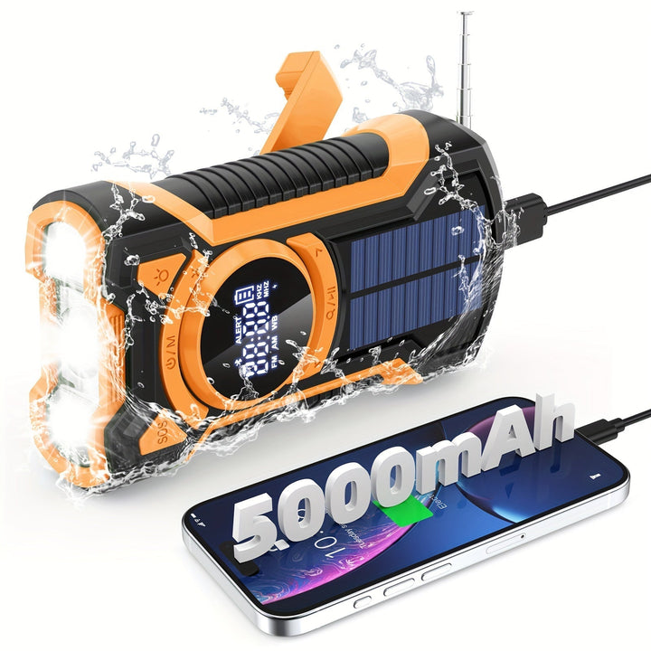 BowLift | All-in-One Emergency Radio with Hand Crank, Solar Panel, Flashlight & USB Charger – Ideal for Camping and Outdoor Activities