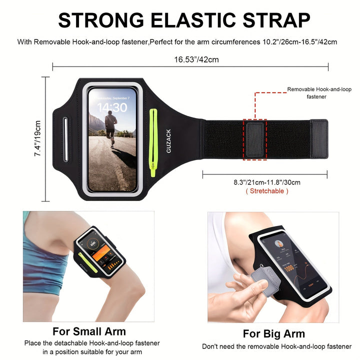 BowLift | Adjustable Running Phone Holder with Earbud Compartment – Suitable for Arm Circumference of 26-42 cm, Compatible with iPhone and Galaxy