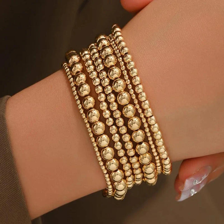 BowLift | 7pcs Gold Beaded Bracelet Stack