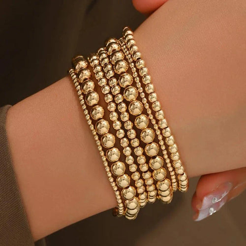 BowLift | 7pcs Gold Beaded Bracelet Stack