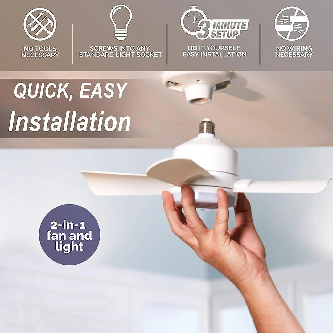 BowLift | LuxeBreeze Portable Ceiling Fan & Light | Elegant 2-in-1 solution with remote control for comfort and style