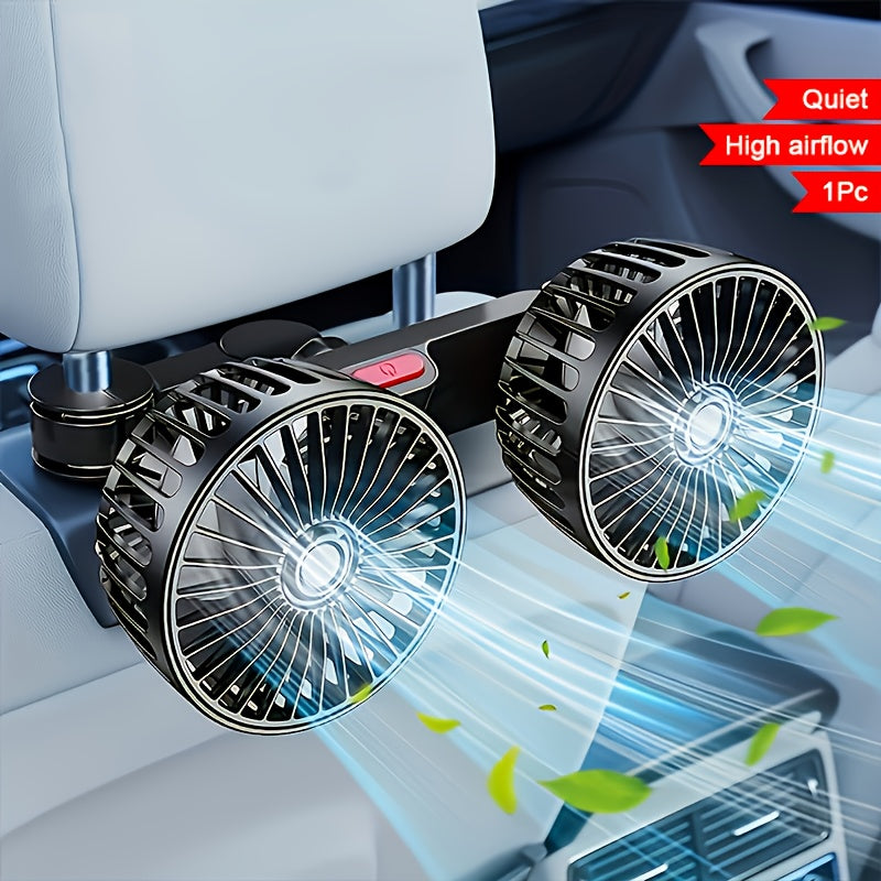 BowLift | Double Fan AirTrek Duo | 360° rotatable | Ultra-quiet & Compact | USB Car Fan with 5 Blades