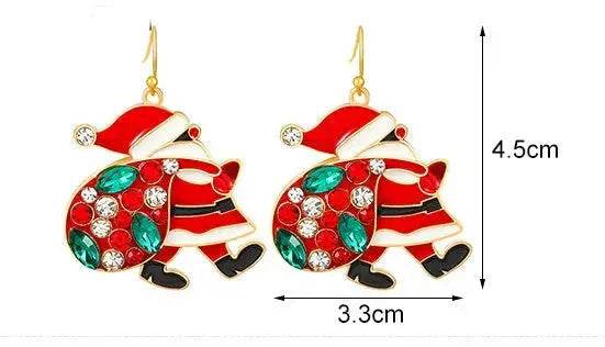 BowLift | Personalized Cute Santa Claus Earrings With Colorful Rhinestones Ins Fashion Christmas Earrings For Women Jewelry