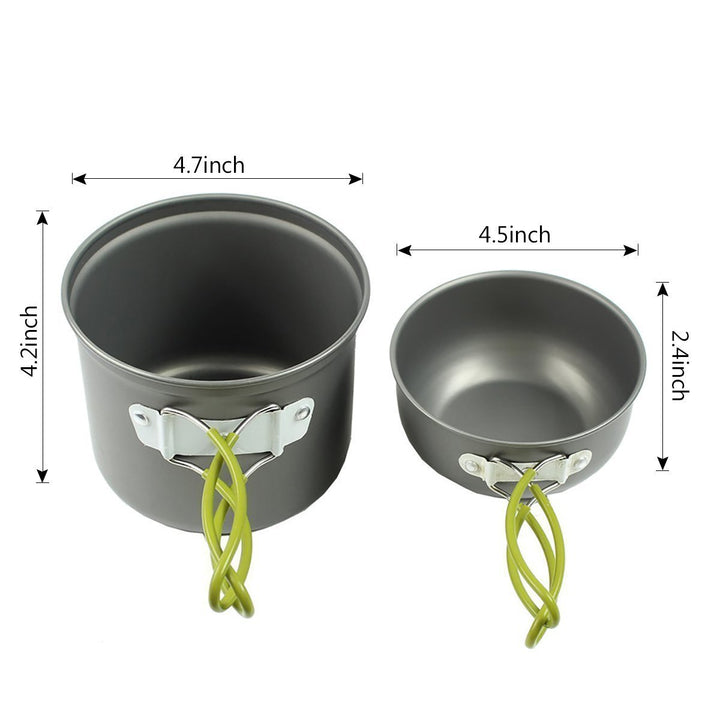 compact lightweight camping cookware and backpacking cook set with folding stove and nesting non-stick pots Bowlift