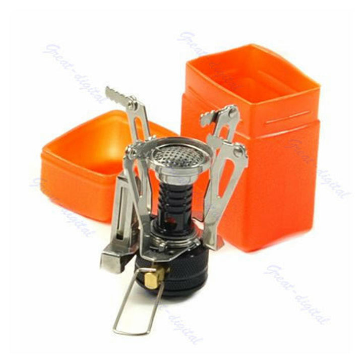 ultralight folding backpacking gas stove with windproof burner and protective case Bowlift
