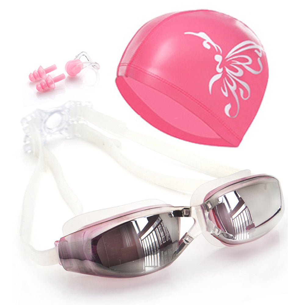Swim set with ergonomic swim goggles and comfortable cap Bowlift
