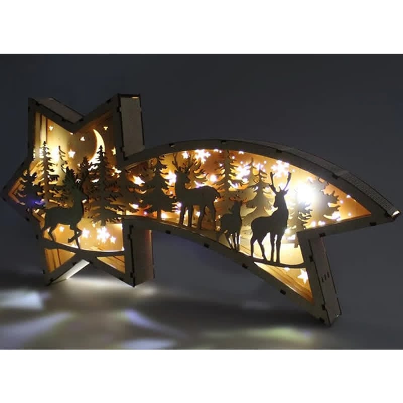 BowLift | LED Wooden Christmas Ornaments Nativity Scene Star Shaped Desk Lamp
