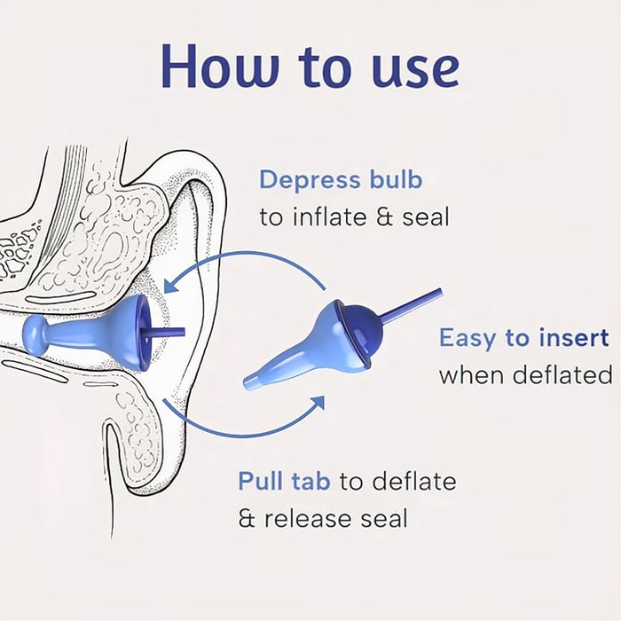 BowLift | Reusable Inflatable Earplugs | Noise Cancelling & Waterproof | Medical Silicone | 35dB