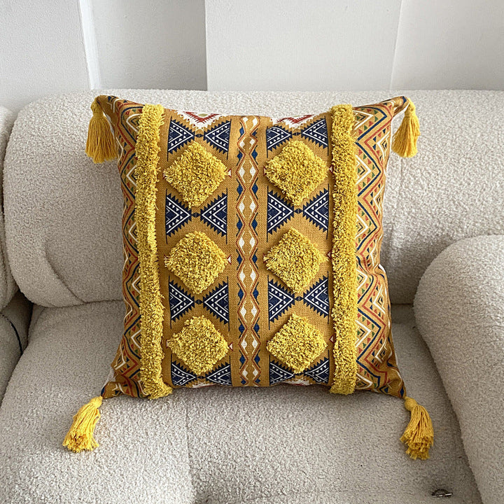 Boho lined fringe throw pillow cover