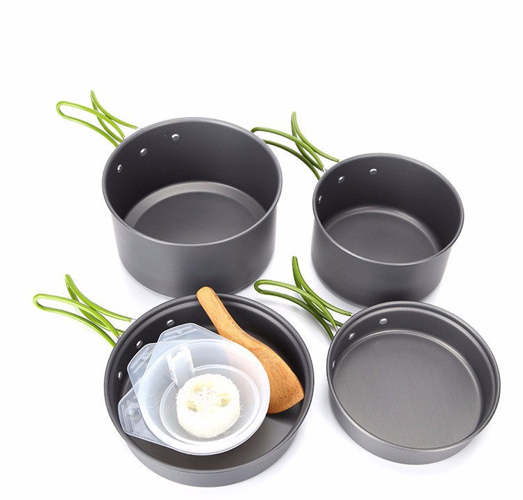 lightweight nonstick nesting camping cookware set with folding heat-resistant silicone handles and compact storage Bowlift
