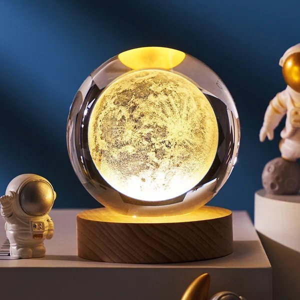 BowLift | 3D Solar System Crystal Ball | Laser Engraved | Educational Gift with LED Base Option