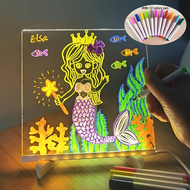 BowLift | USB LED Noteboard with 12 Colored Pens - Bright Message Board for Office & Home