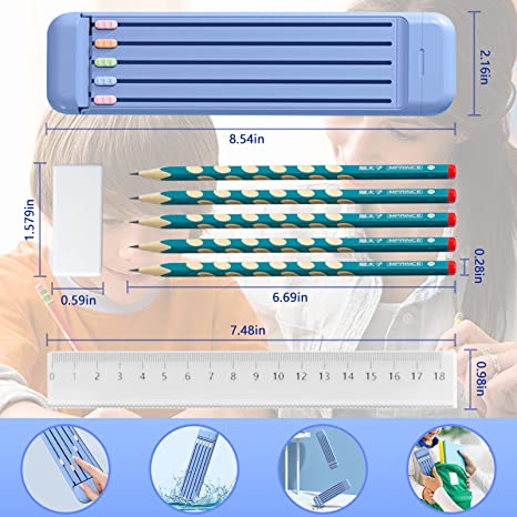 BowLift | Multifunctional Pencil Case for Kids with 5pcs Pencils2B, Eraser and Ruler
