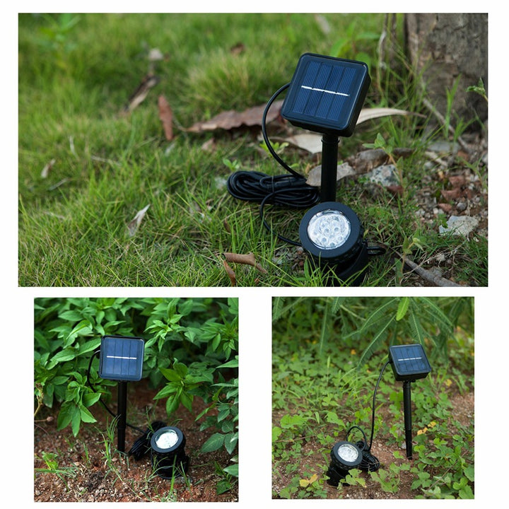 Adjustable Solar LED Landscape Spotlight With External Photovoltaic Panel And Extended Low-Voltage Cable Bowlift