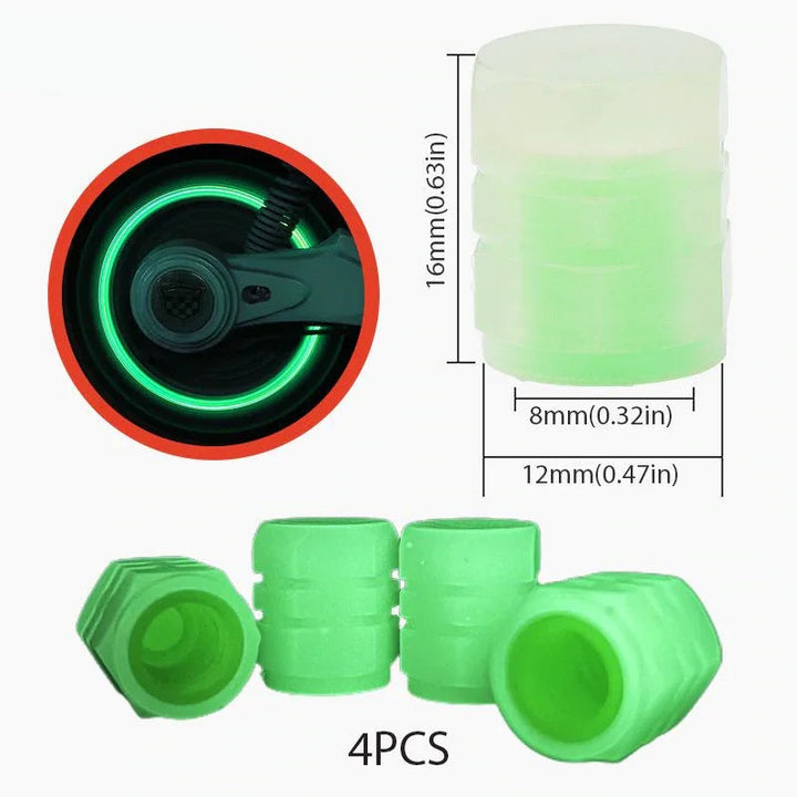 BowLift | Universal fluorescent valve caps for tires, 4 pieces
