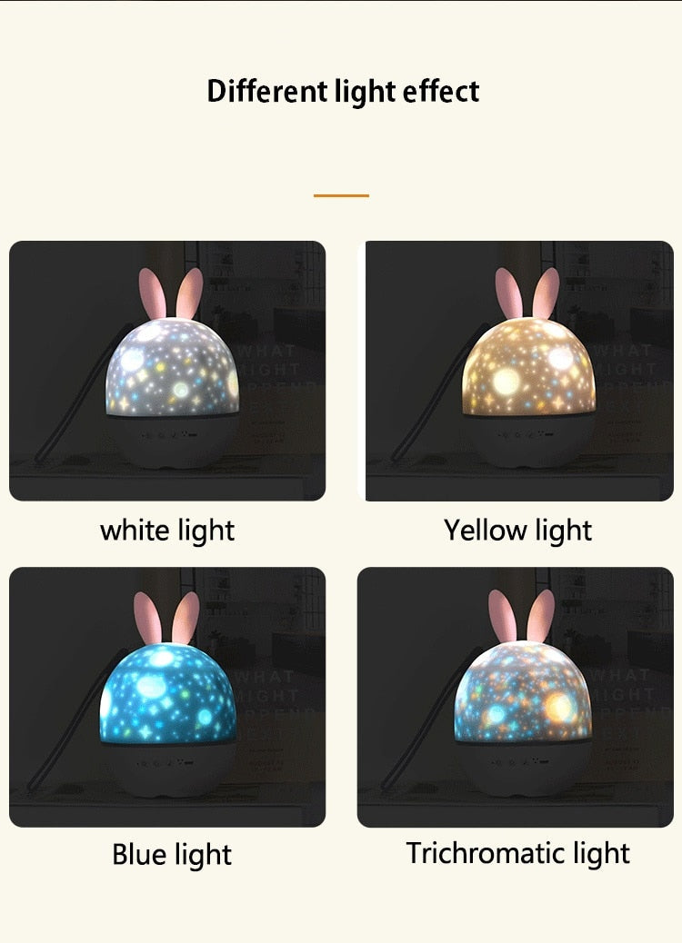 LED Universe Stars Bunny Projector Night Light | Bowlift