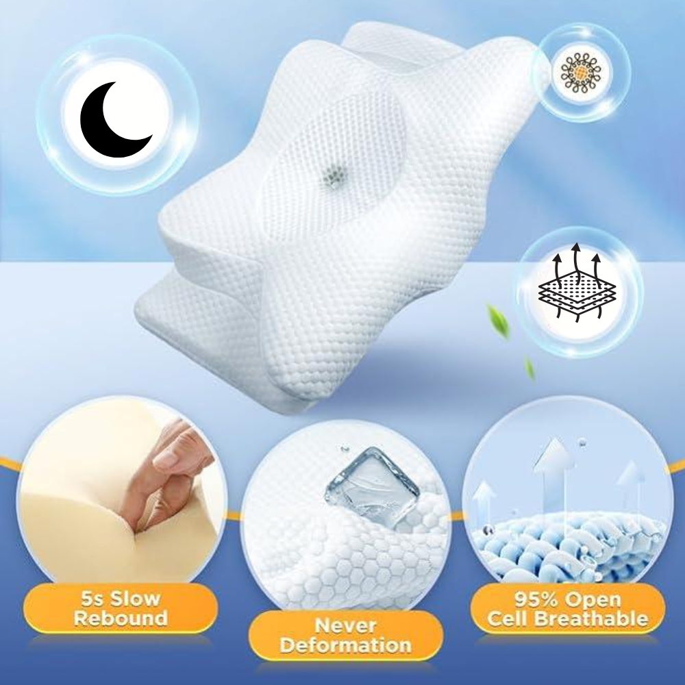BowLift | Memory Foam Pillow for Ultimate Comfort – Sleeping Pillow with Ergonomic Butterfly Design for Deep Rest & All-Night Support