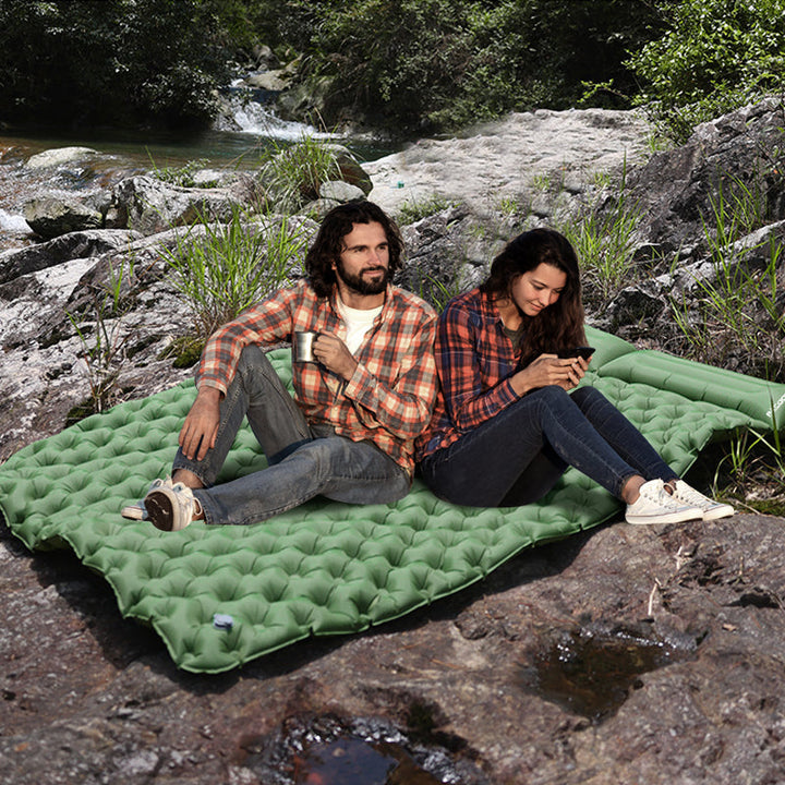 BowLift | Self Inflatable Air Mattress, Double Camping Bed with Integrated Pillows