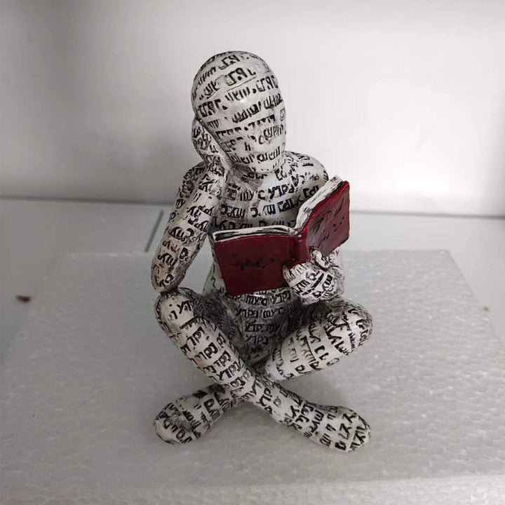 Resin Modern Reading Woman Statue Ornament in The Shape of a Scholar | Bowlift