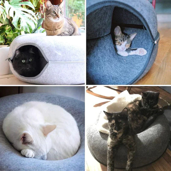 BowLift | Cozy Donut Cat Bed – Plush Material, Non-Slip Bottom, 20-Inch Diameter, Ideal for Relaxation and Play