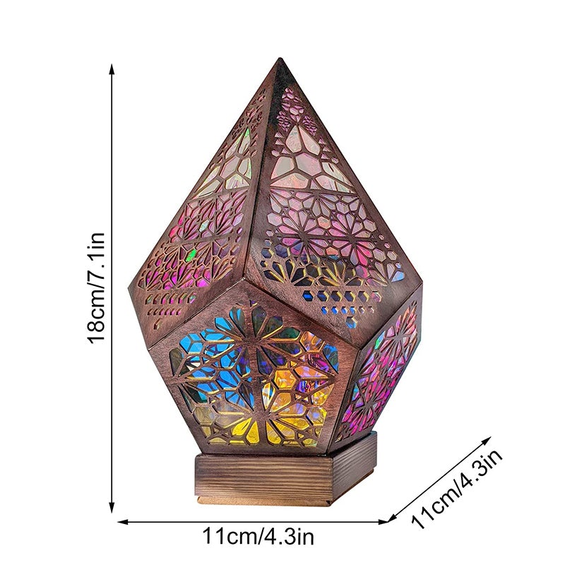 Bohemian Polar Star Wooden Floor Lamp, LED Colorful Star Projector | Bowlift