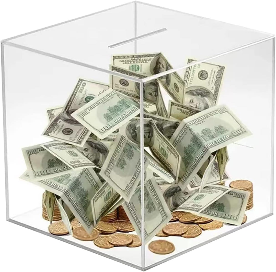 Unopenable transparent acrylic piggy bank | Bowlift