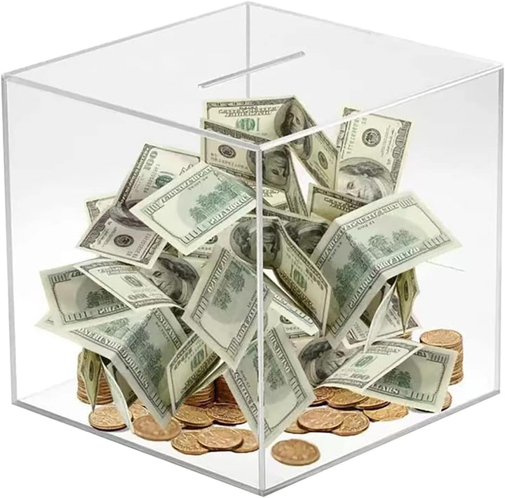 Unopenable transparent acrylic piggy bank | Bowlift